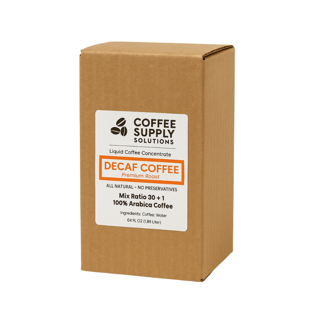 Colombian Decaf Liquid Coffee Concentrate – 64 oz Bag-in-Box (30:1 Ratio)