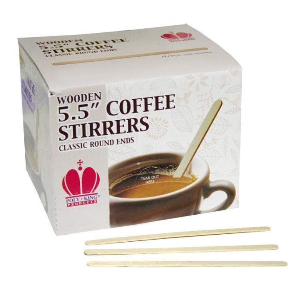 Wooden Coffee Stir Sticks by PolyKing – 5.5 Inch | 500 Count