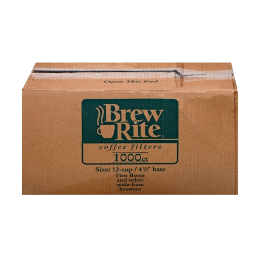 Brew Rite 12 cup coffee paper filters with wide fluted base