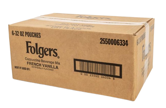 Folgers French Vanilla Cappuccino Mix 6 two-pound bags of creamy powdered coffee mix, comparable to the discontinued Folgers canister version.